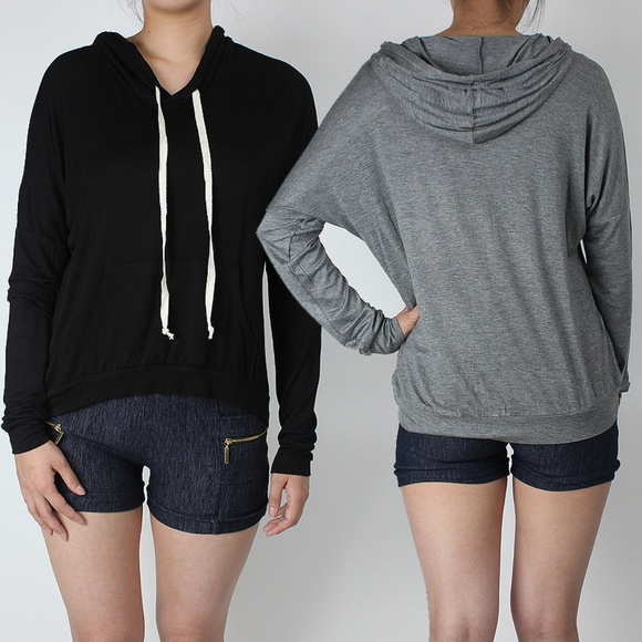 Womens Hoodie Sweater Long Sleeve Pullover Black - Picture 2 of 2